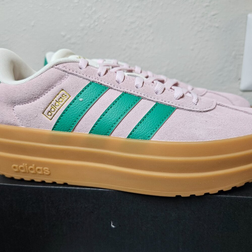 Adidas VL Court Bold Clear Pink Court Green Size 7 Womens Platform Sneaker NEW - Picture 7 of 16